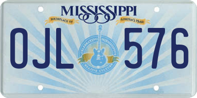 MS license plate OJL576