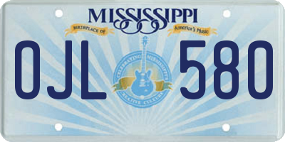 MS license plate OJL580