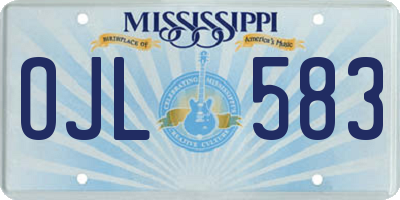 MS license plate OJL583