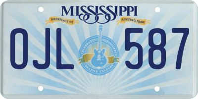 MS license plate OJL587