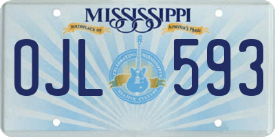 MS license plate OJL593
