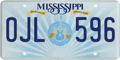 MS license plate OJL596