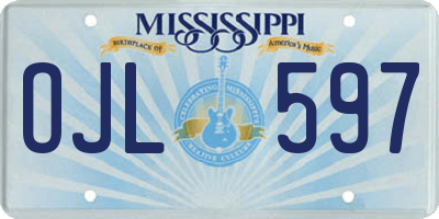 MS license plate OJL597