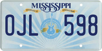 MS license plate OJL598