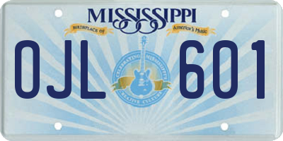 MS license plate OJL601
