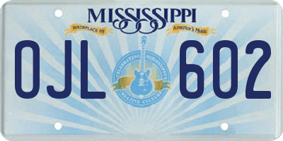 MS license plate OJL602