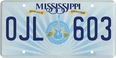 MS license plate OJL603