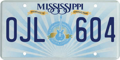MS license plate OJL604