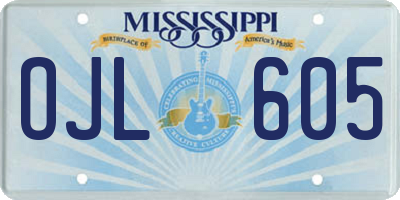 MS license plate OJL605