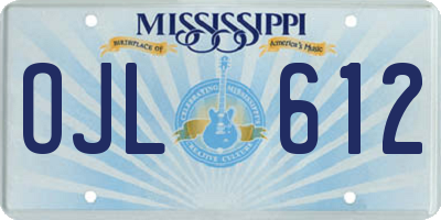 MS license plate OJL612