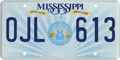 MS license plate OJL613