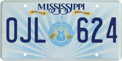 MS license plate OJL624
