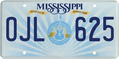MS license plate OJL625