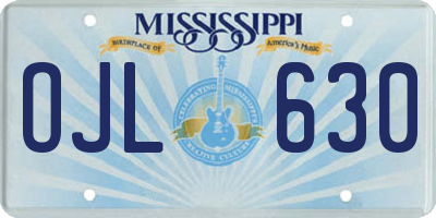 MS license plate OJL630