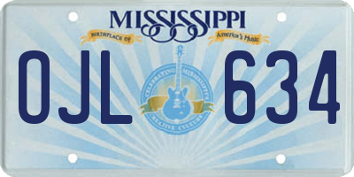 MS license plate OJL634
