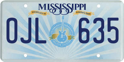 MS license plate OJL635
