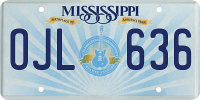 MS license plate OJL636