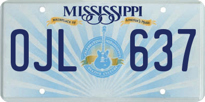 MS license plate OJL637