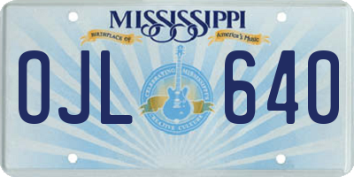 MS license plate OJL640