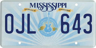 MS license plate OJL643