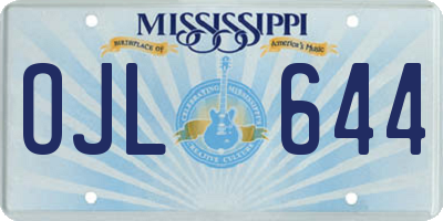 MS license plate OJL644
