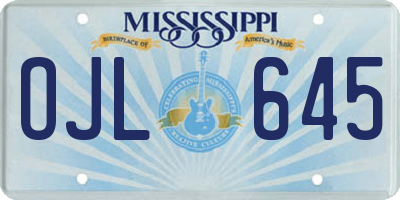 MS license plate OJL645