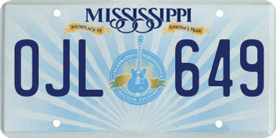 MS license plate OJL649