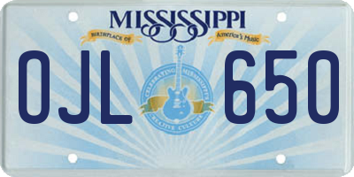 MS license plate OJL650