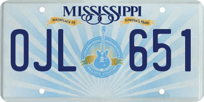 MS license plate OJL651
