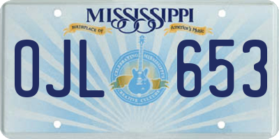 MS license plate OJL653