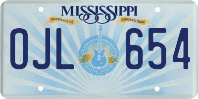 MS license plate OJL654