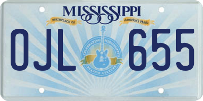 MS license plate OJL655