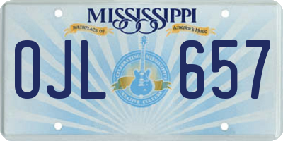 MS license plate OJL657