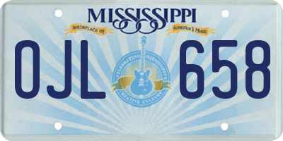 MS license plate OJL658