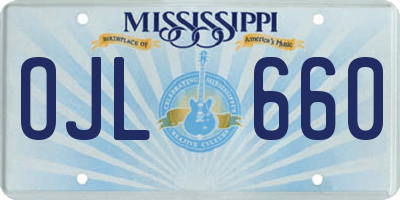 MS license plate OJL660