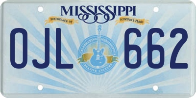 MS license plate OJL662