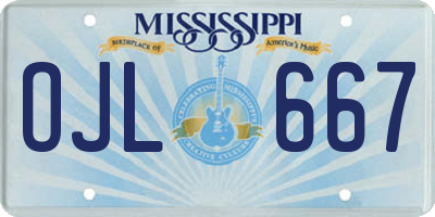 MS license plate OJL667