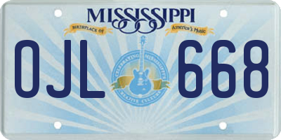 MS license plate OJL668