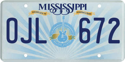 MS license plate OJL672