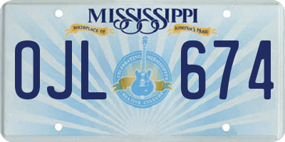 MS license plate OJL674