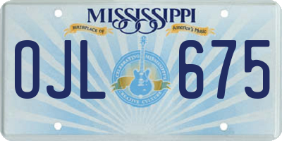 MS license plate OJL675