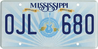 MS license plate OJL680