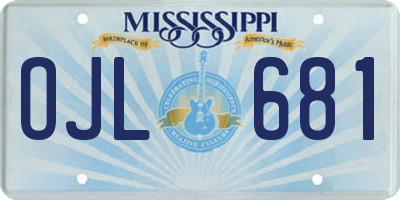 MS license plate OJL681