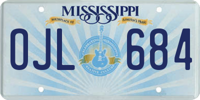 MS license plate OJL684