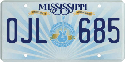 MS license plate OJL685