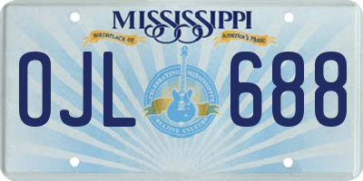 MS license plate OJL688