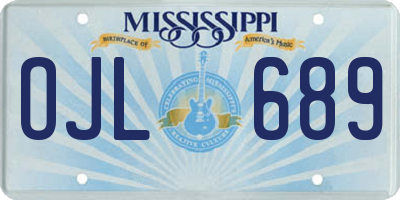 MS license plate OJL689