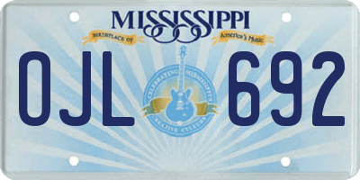 MS license plate OJL692