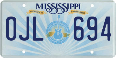 MS license plate OJL694
