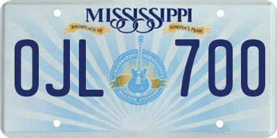 MS license plate OJL700